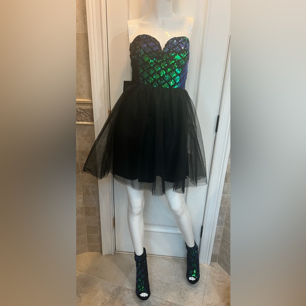 Charlotte Russe Mermaid Sequin & Tulle Skater Dress w/ Gift-Shoes also Available